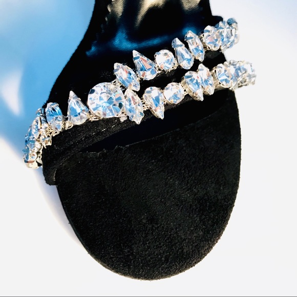 Brand-new Black Suede Crystal Heels - Picture 3 of 7